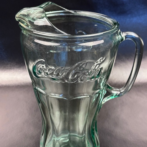 Vintage Coca-Cola Green Glass Pitcher and Glasses Set‎ 7 Piece